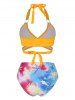 Maillot de Bain Bikini Galaxie Planète Soleil à Taille Haute - Jaune XXL