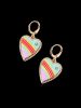 Metal Colorblock Glazed Heart Drop Earrings -  
