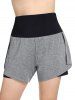 Plus Size High Waisted 2 in 1 Shorts -  