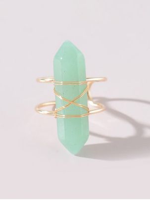 Natural Stone Geometric Open Ring