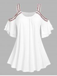 T-shirt Courbe Multi-Bretelles à Épaules Nues Grande Taille - Blanc 1X | US 14-16
