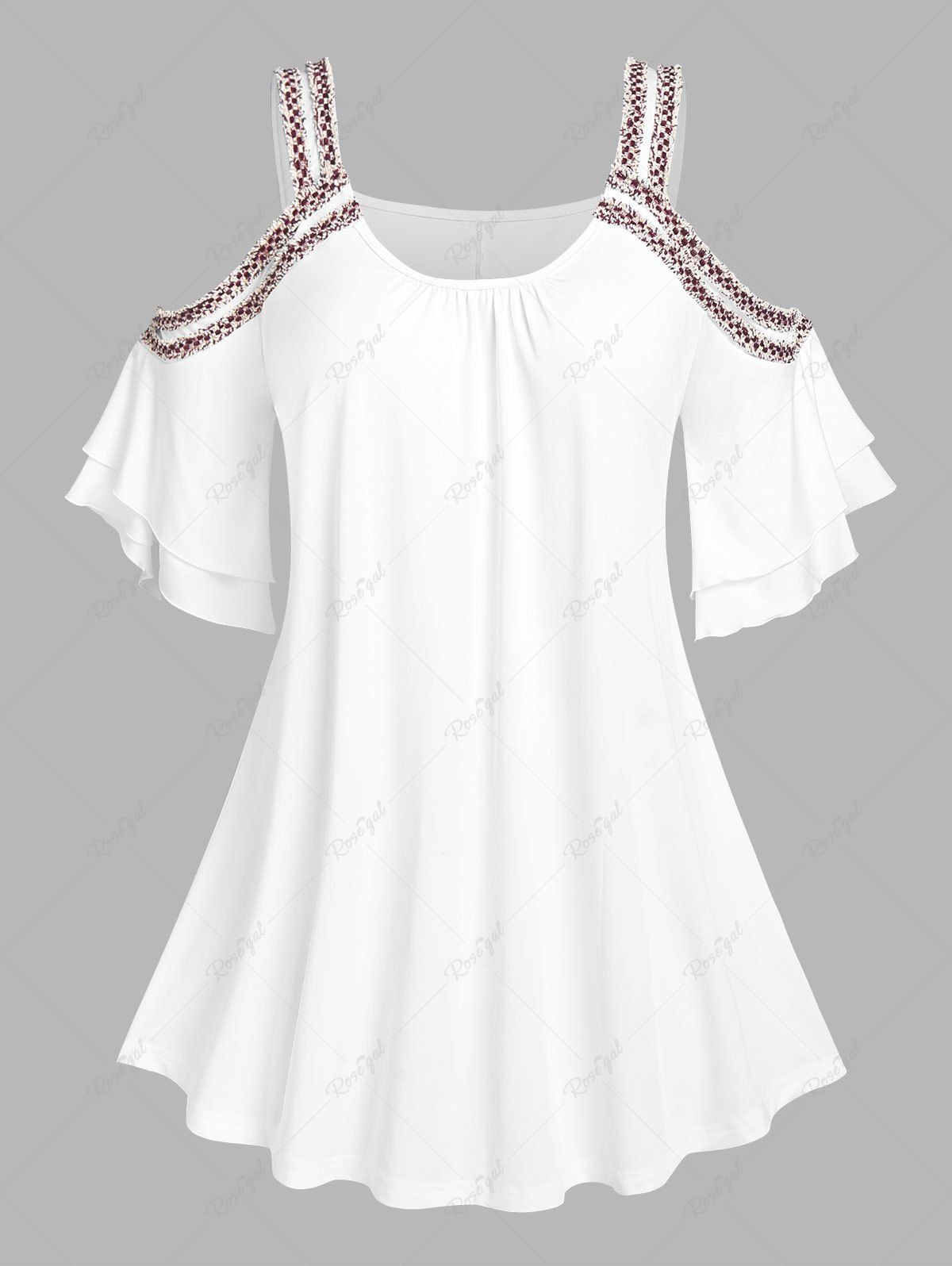 T-shirt Courbe Multi-Bretelles à Épaules Nues Grande Taille Blanc L | US 12