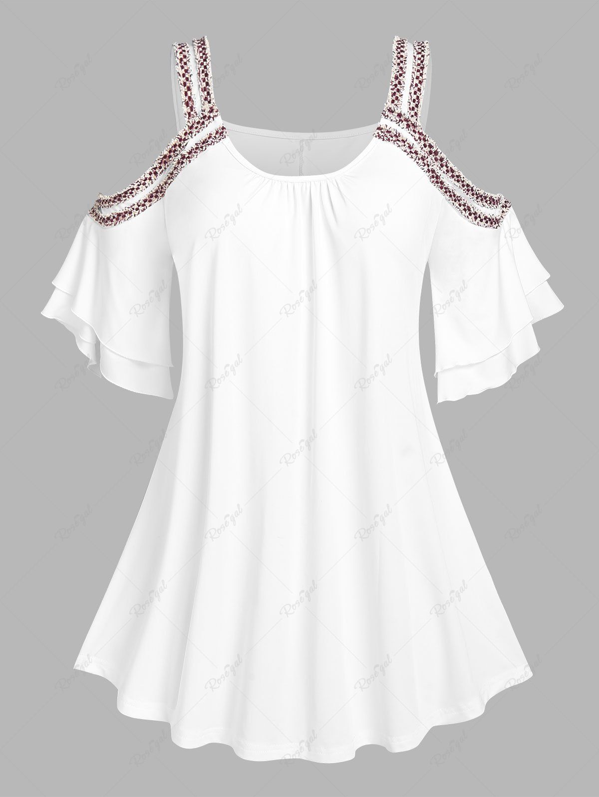 T-shirt Courbe Multi-Bretelles à Épaules Nues Grande Taille Blanc 3X | US 22-24