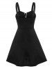Mesh Insert Tie Dye Lace Up Godet Dress -  