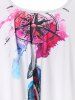 Feather Strappy Flounce Overlay Ruched High Waisted Tankini Swimwear -  