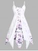 Plus Size & Curve Floral Overlay Hanky Hem Lace Up Cami Dress -  