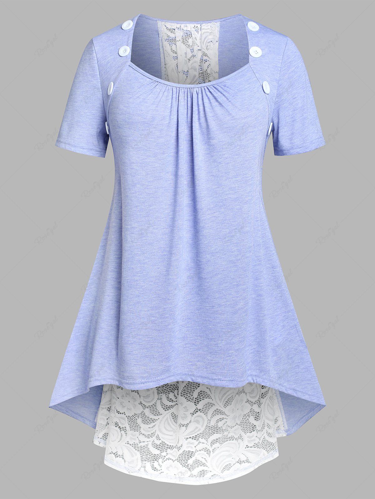 Shop Plus Size Lace Insert High Low Tee  