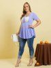 Plus Size & Curve Cut Out Heathered Skirted Top -  