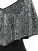 Plus Size & Curve Ruffled Overlay Cinched Side Sequins Tee -  