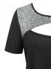 Plus Size & Curve Cutout Sequins T-shirt -  