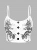 Plus Size Chinoiserie Dragon Print Crop Camisole -  