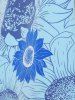 Kimono Ouvert à Imprimé Tournesol de Grande Taille - Bleu clair L