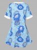 Kimono Ouvert à Imprimé Tournesol de Grande Taille - Bleu clair 4X
