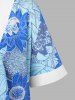 Kimono Ouvert à Imprimé Tournesol de Grande Taille - Bleu clair 5X
