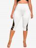 Plus Size & Curve Colorblock Lace Insert O Ring Capri Leggings -  