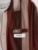 Chemise Rayée Contrastée Imprimée à Manches Longues - café XL