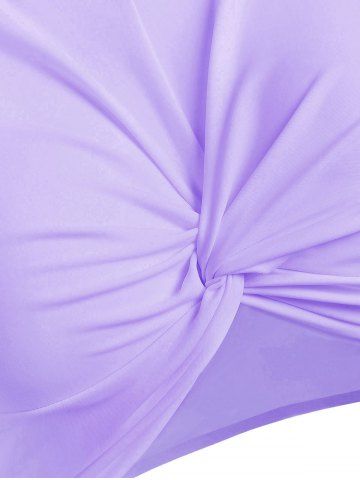 Scoop Neck Feather Print Padded Tankini Swimsuit