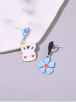 Flower Rabbit Heart Asymmetrical Drop Earrings