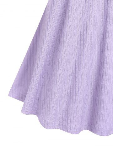 Plus Size & Curve Ribbed Open Shoulder T-shirt and Lace Bralette Top Set