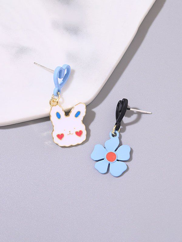 Shop Flower Rabbit Heart Asymmetrical Drop Earrings  