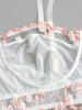 Plus Size Floral Embroidered Mesh Lingerie Grater Bralette Set -  