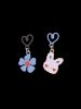 Flower Rabbit Heart Asymmetrical Drop Earrings -  