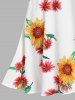 Robe Anneau en O à Imprimé Tournesol à Epaule Dénudée - Blanc XXL
