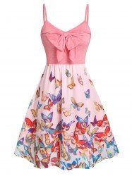 Front Bowknot Butterfly Print Cami Dress -  