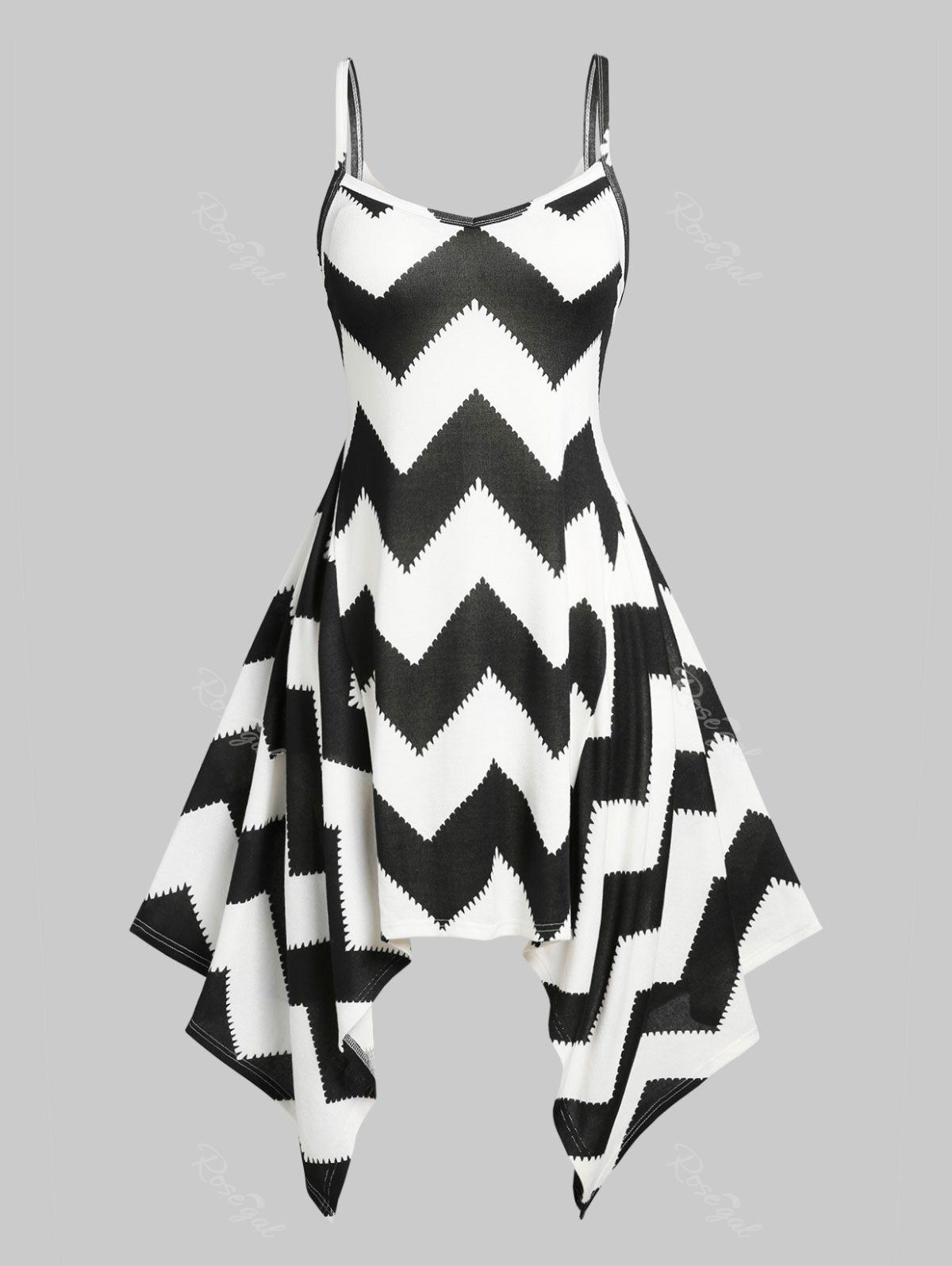 Unique Plus Size & Curve Zigzag Handkerchief Midi Dress  