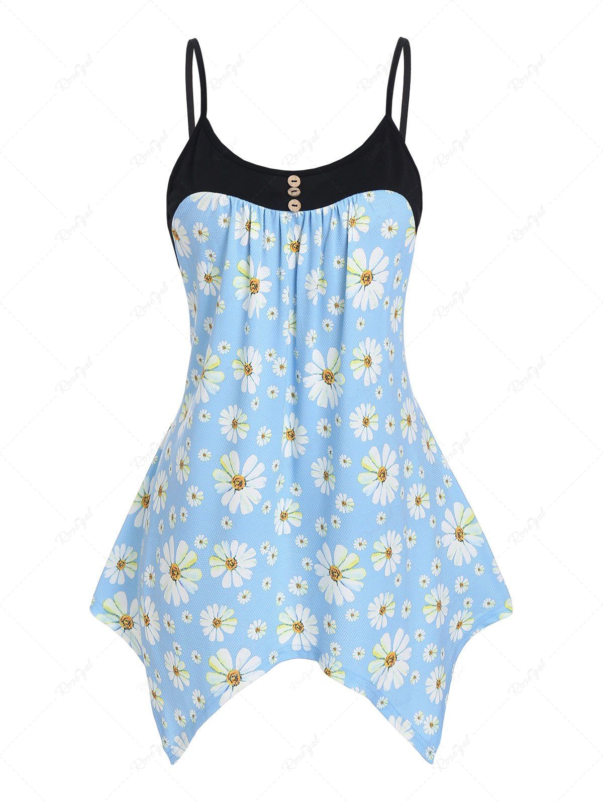 Débardeur Mouchoir à Bretelles à Imprimé Bleu clair XXXL