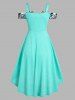 Cold Shoulders Lace Up High Low Dress -  