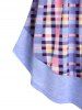 T-shirt Anneau en O à Carreaux Fausse Deux Pièces de Grande Taille - Violet clair 4X | US 26-28