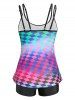 Plus Size Argyle Ombre Color Modest Tankini Swimwear -  