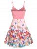 Front Bowknot Butterfly Print Cami Dress -  