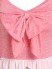 Robe à Bretelle à Imprimé Papillon avec Nœud Papillon en Avant - Rose clair XXL