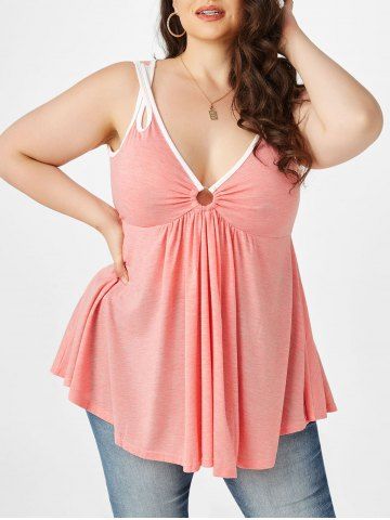 Plus Size Criss Cross Strap Flare Tank Top