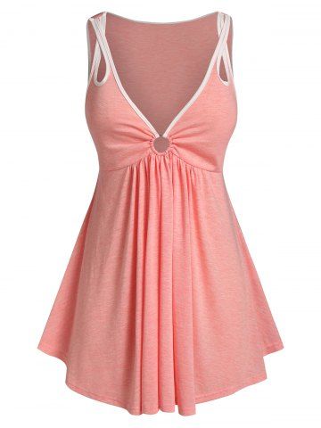 Plus Size Criss Cross Strap Flare Tank Top