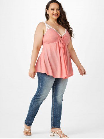 Plus Size Criss Cross Strap Flare Tank Top