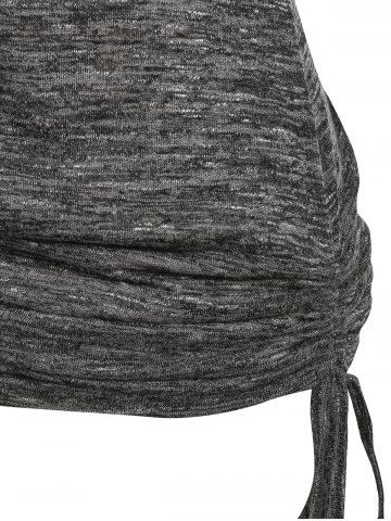 Plus Size Heathered Cinched T-shirt and Crisscross Plaid Crop Top