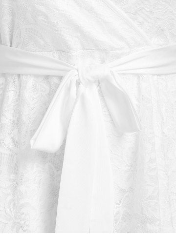 Plus Size Lace High Low Longline Surplice Top