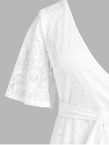 Plus Size Lace High Low Longline Surplice Top