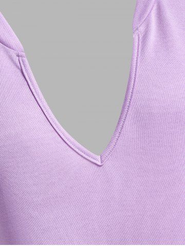 Plus Size Plunge Raglan Sleeve Two Tone T-shirt