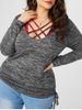 Plus Size Heathered Cinched T-shirt and Crisscross Plaid Crop Top -  