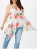 Plus Size Camisole and Floral Handkerchief Tank Top -  