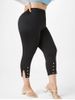 Plus Size & Curve Grommets High Rise Side Slit Ninth Pants -  