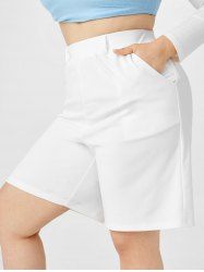 Plus Size & Curve Pocket High Waisted Bermuda Shorts -  