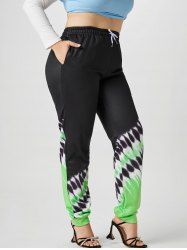 Plus Size Drawstring Tie Dye Sweatpants -  
