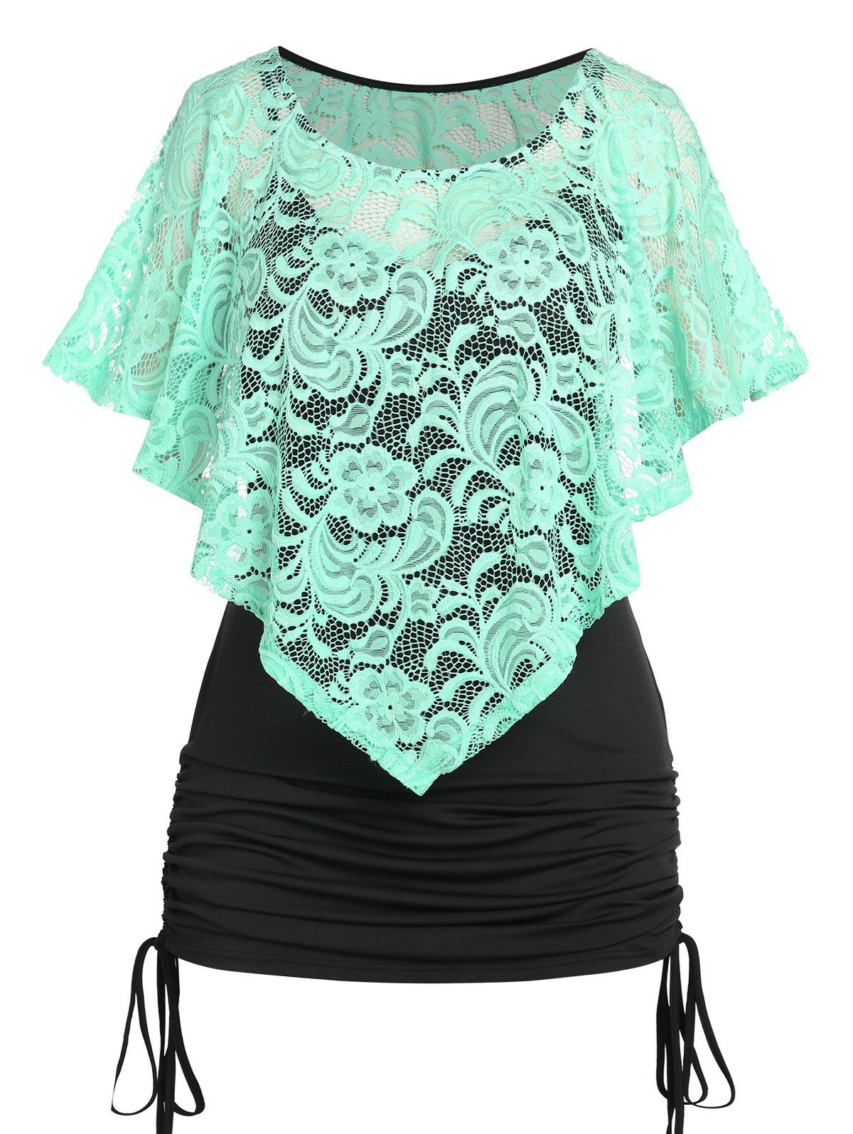 Fashion Plus Size & Curve Irregular Lace Capelet and Cinched Top  