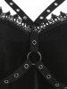 Plus Size Lace Grommet Velour Flare Retro Gothic Dress -  