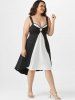 Plus Size Flyaway Ring Two Tone Guipure Lace A Line Dress -  